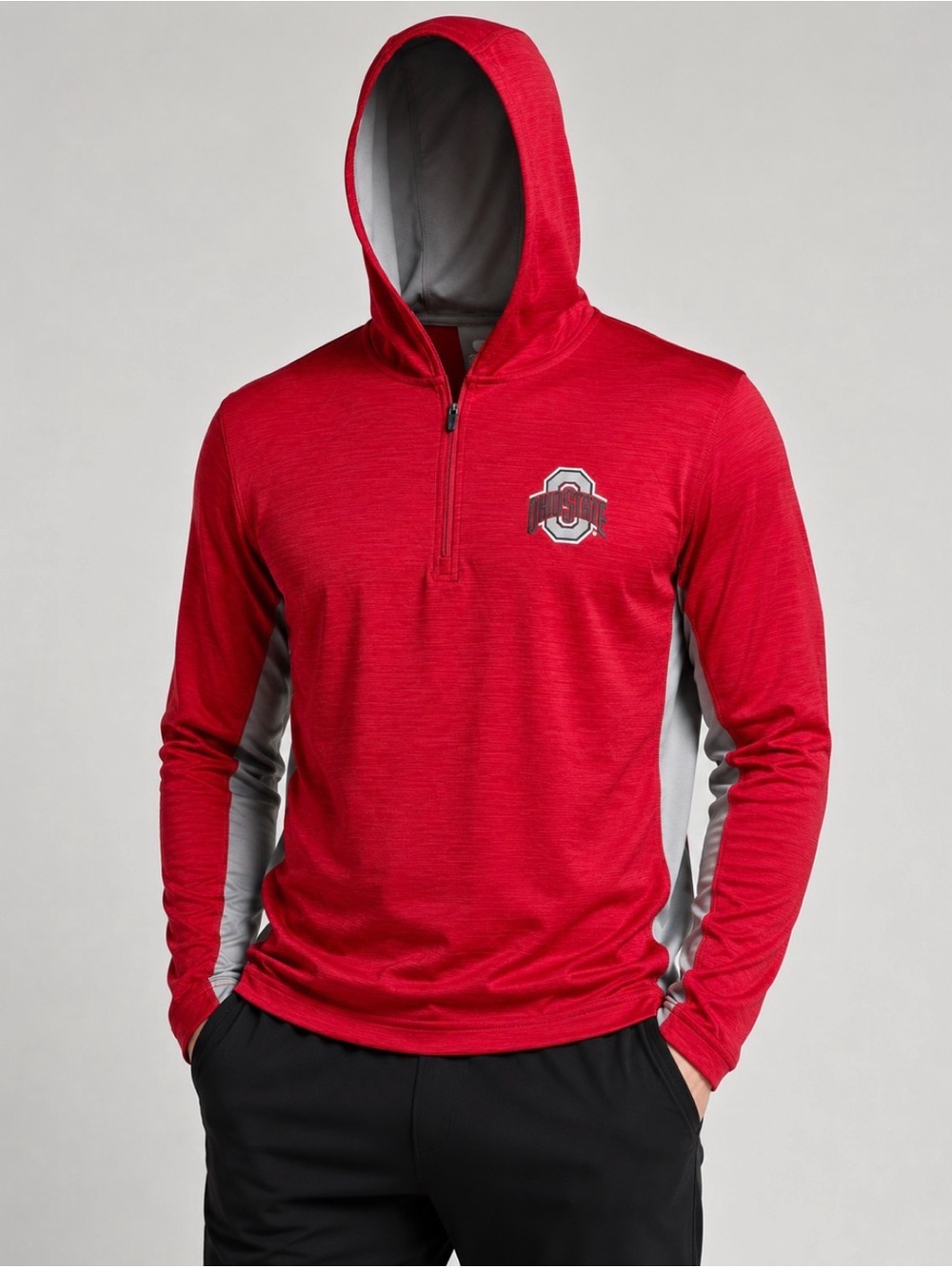 Colosseum Red and Gray Ohio State Hooded Pullover